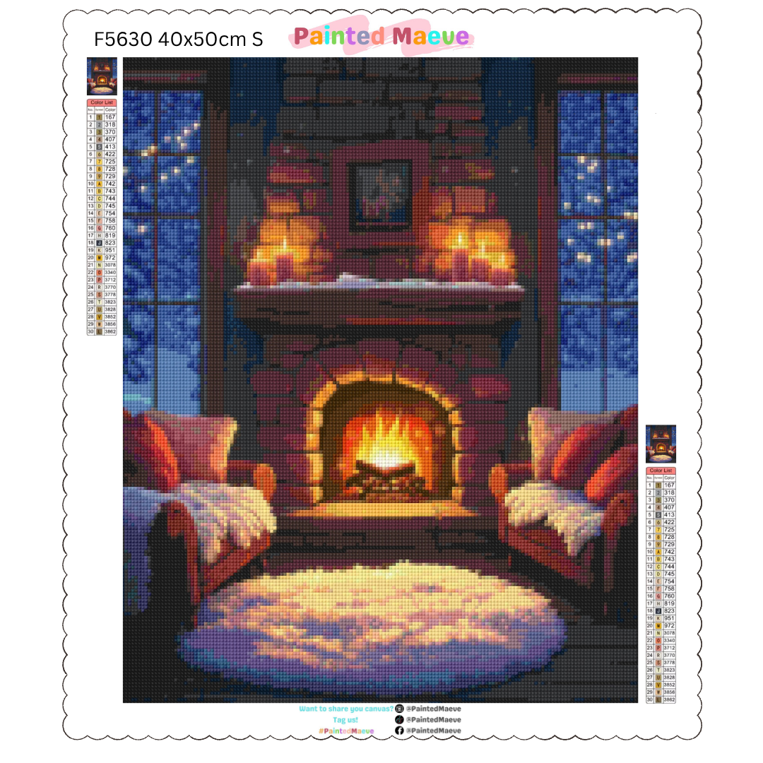 Snowy Fireplace: Diamond Painting Christmas Collection