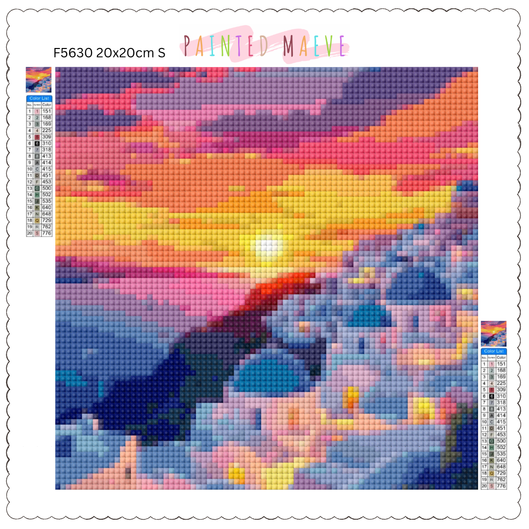 Sunset Over Santorini: Diamond Painting Collection