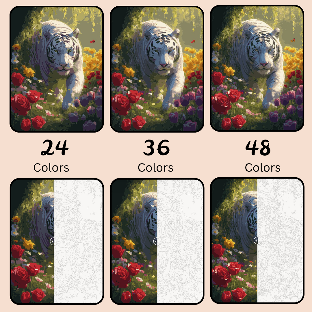 Tigress of Tranquility: Paint-by-Number Collection (24/36/48 colors | No Frame)
