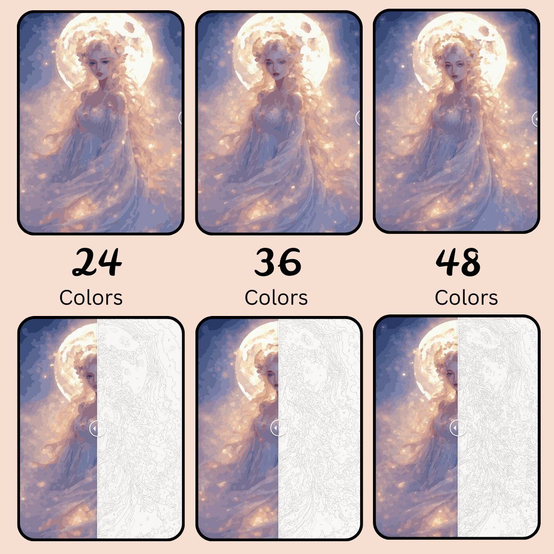 Moonlight Beauty: Paint-by-Number Collection (24/36/48 colors | No Frame)