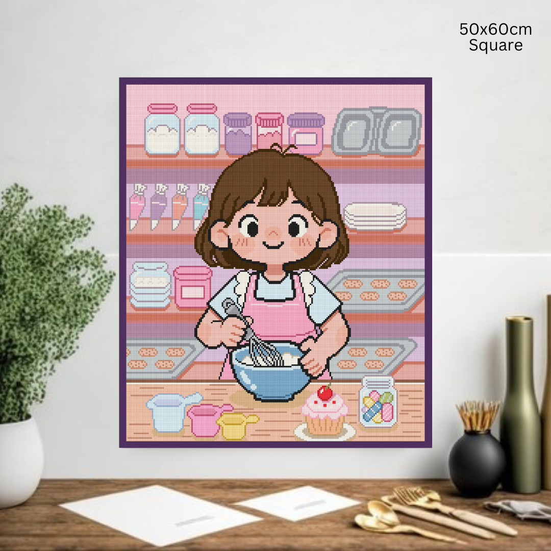 Sweet Little Baker: Hand-Rendered Diamond Painting Collection