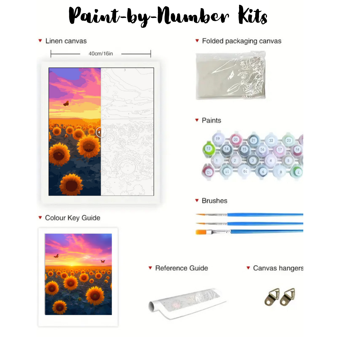 Sunrise Sunflower Meadow: Paint-by-Number Collection (24/36/48 colors | No Frame)