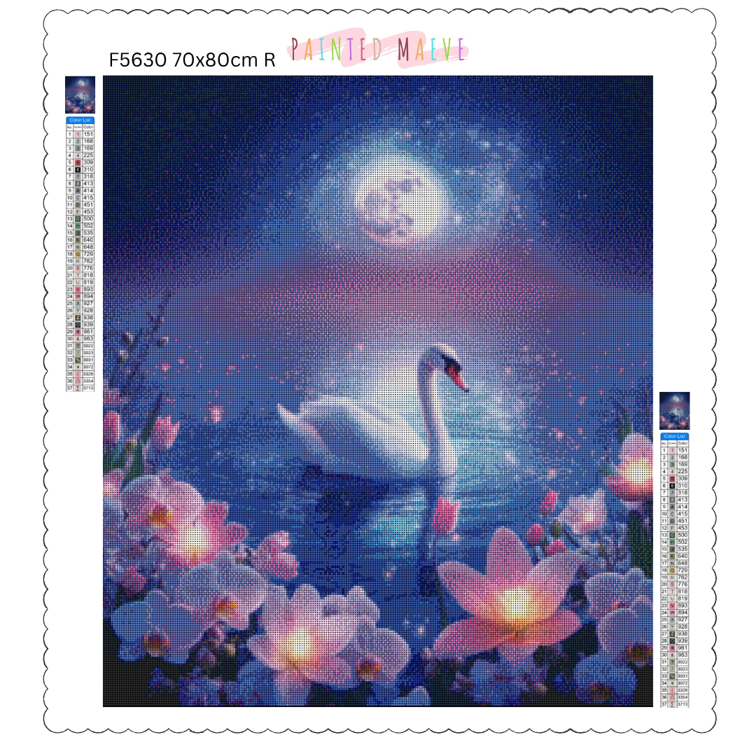 Moonlit Swan Serenity: Diamond Painting Collection