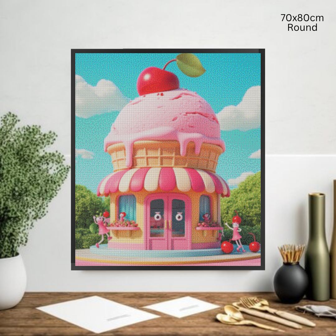 Strawberry Ice Cream Shop: Diamond Painting Collection