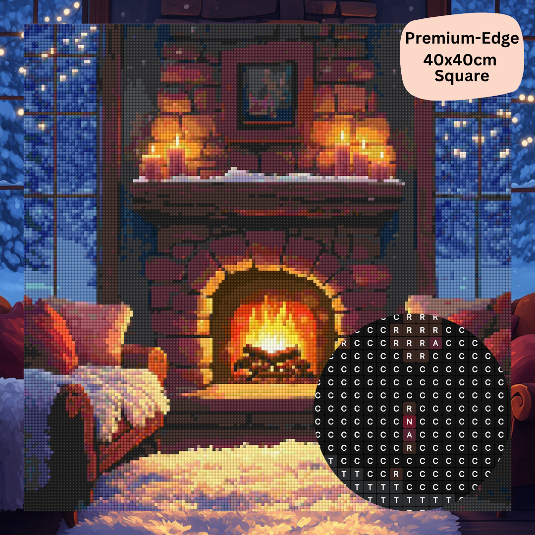 Snowy Fireplace: Diamond Painting Christmas Collection