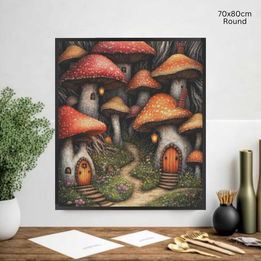 Tiny Mushroom Village: Diamond Painting Collection