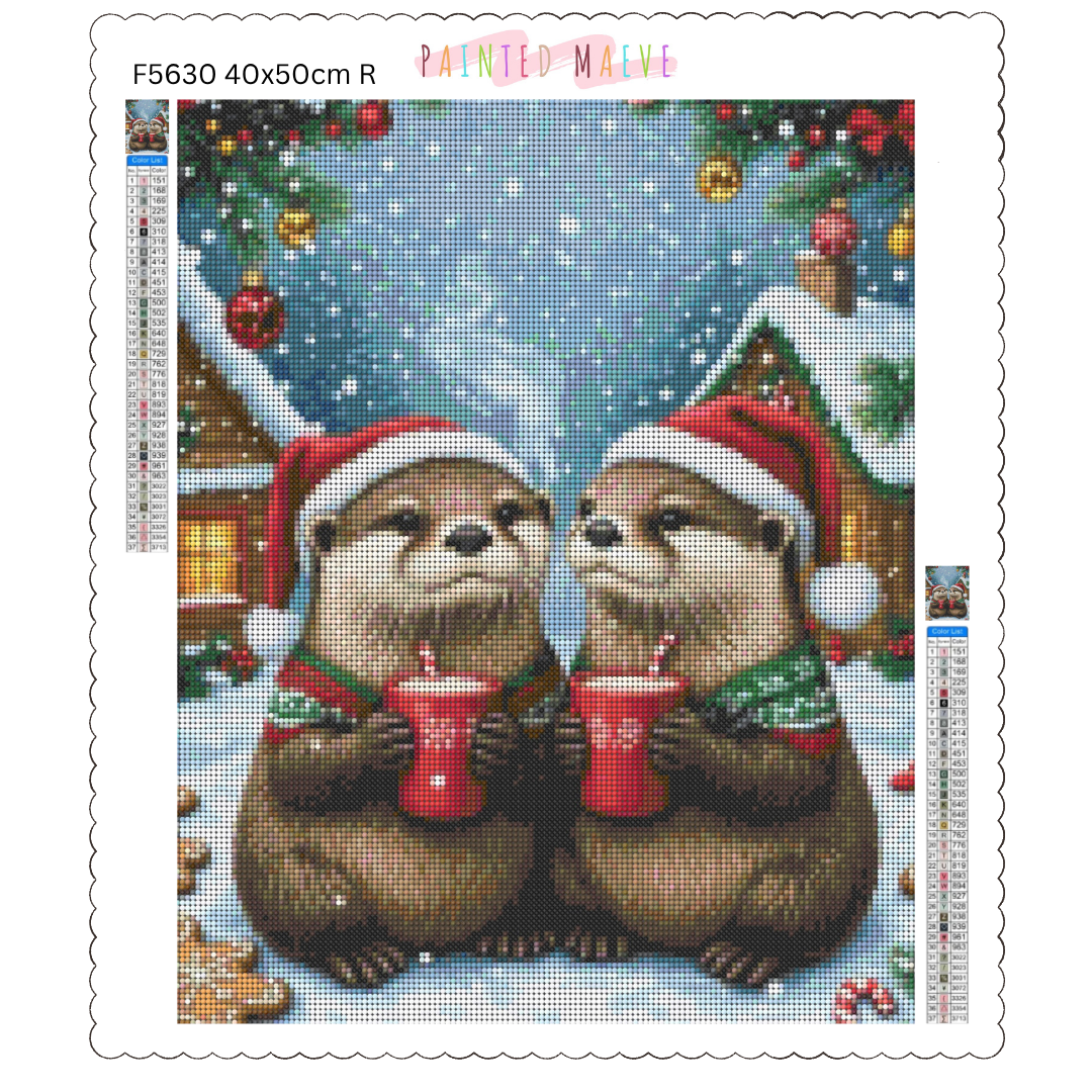 Otters and Cocoa: Diamond Painting Christmas Collection