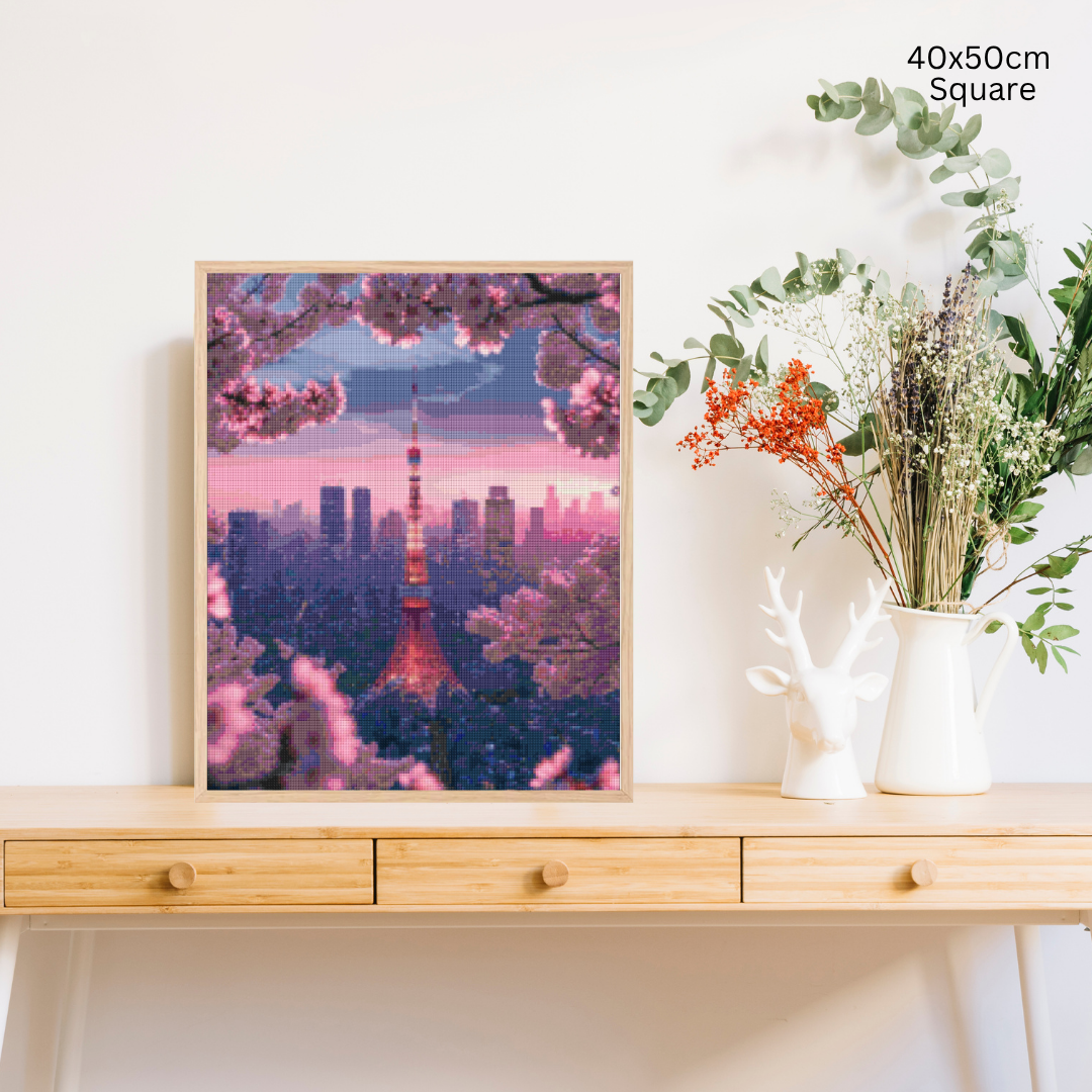 Cherry Blossom Glow: Diamond Painting Collection