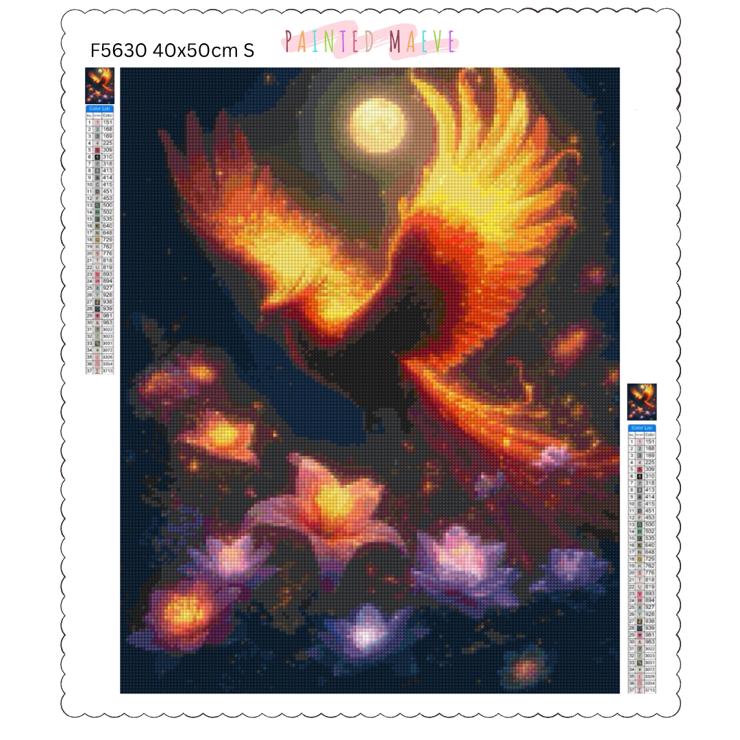 Golden Phoenix Glow: Diamond Painting Collection
