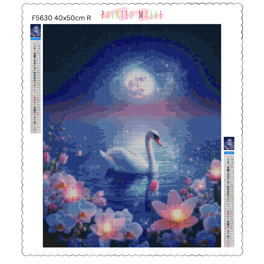 Moonlit Swan Serenity: Diamond Painting Collection