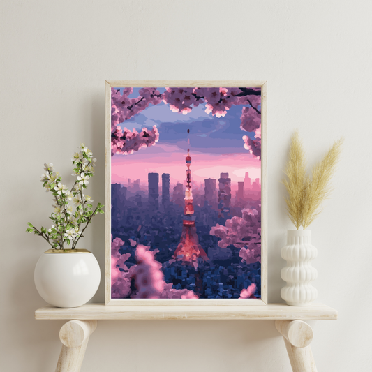 Cherry Blossom Glow: Paint-by-Number Collection (24/36/48 colors | No Frame)