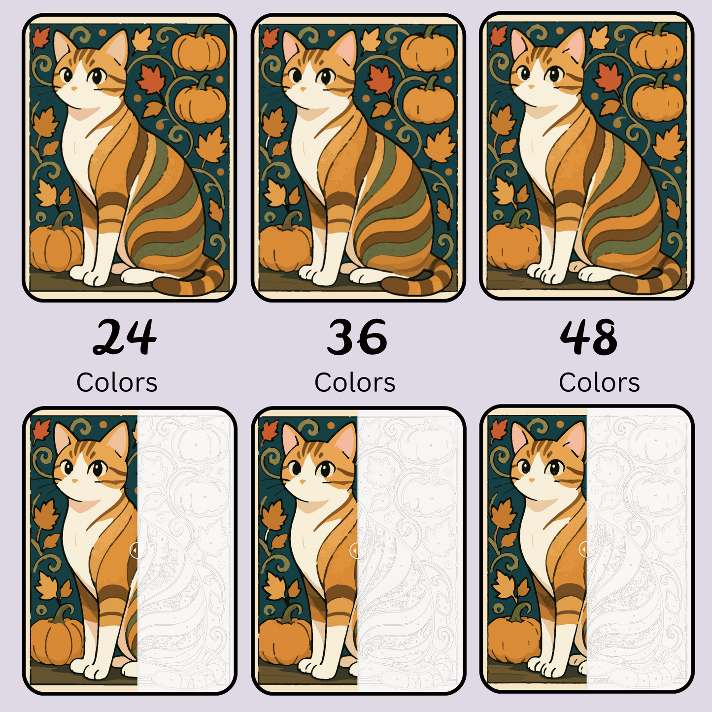 Autumn Purr-Trait: Paint-by-Number Collection (24/36/48 colors | No Frame)