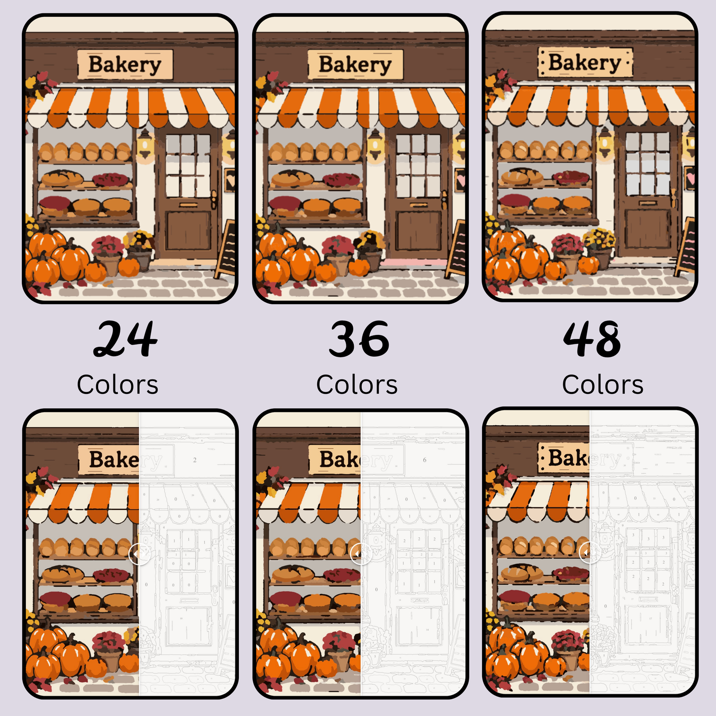 Autumn Harvest Bakery: Paint-by-Number Collection (24/36/48 colors | No Frame)