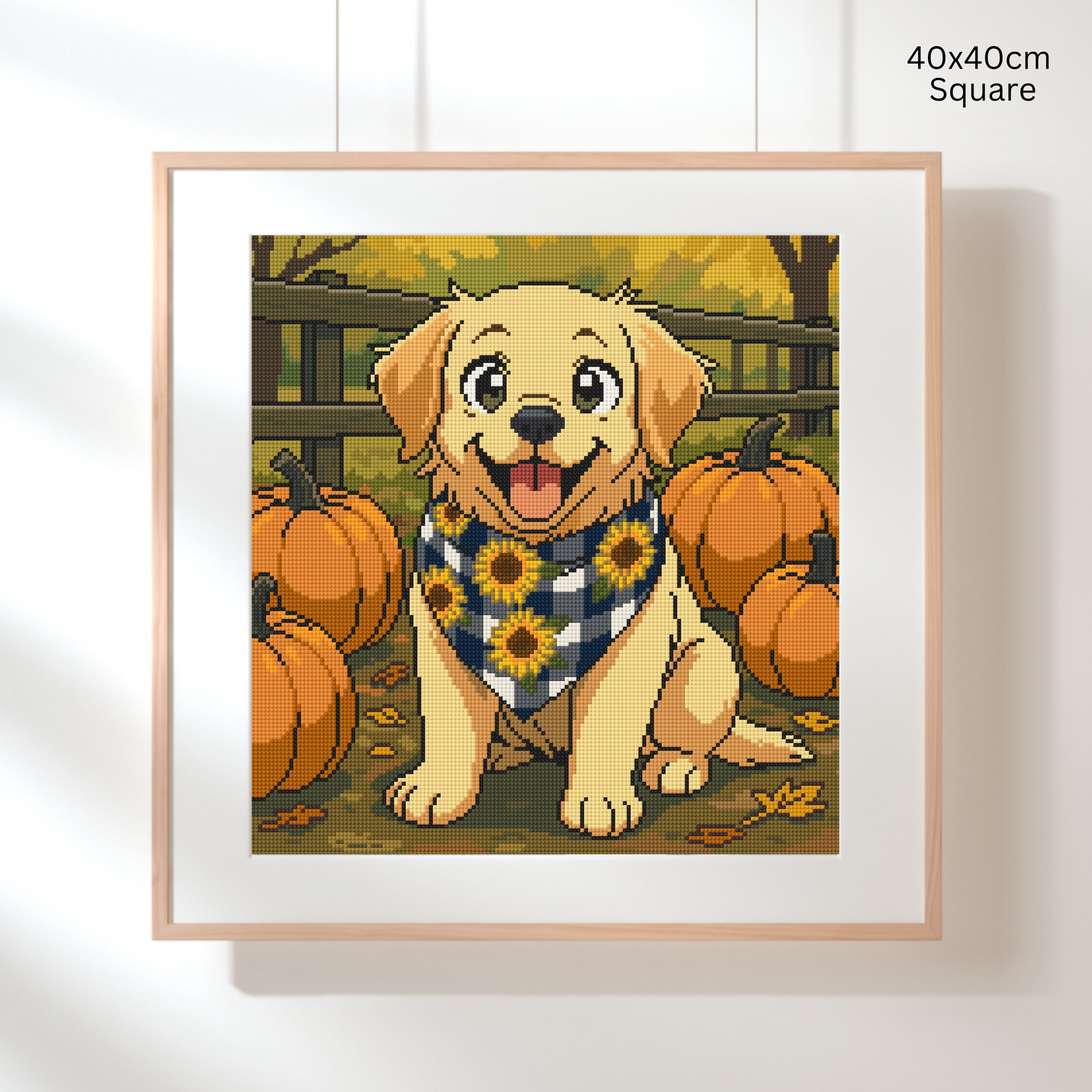 Pumpkin Patch Puppy: Hand-Rendered Diamond Painting Collection