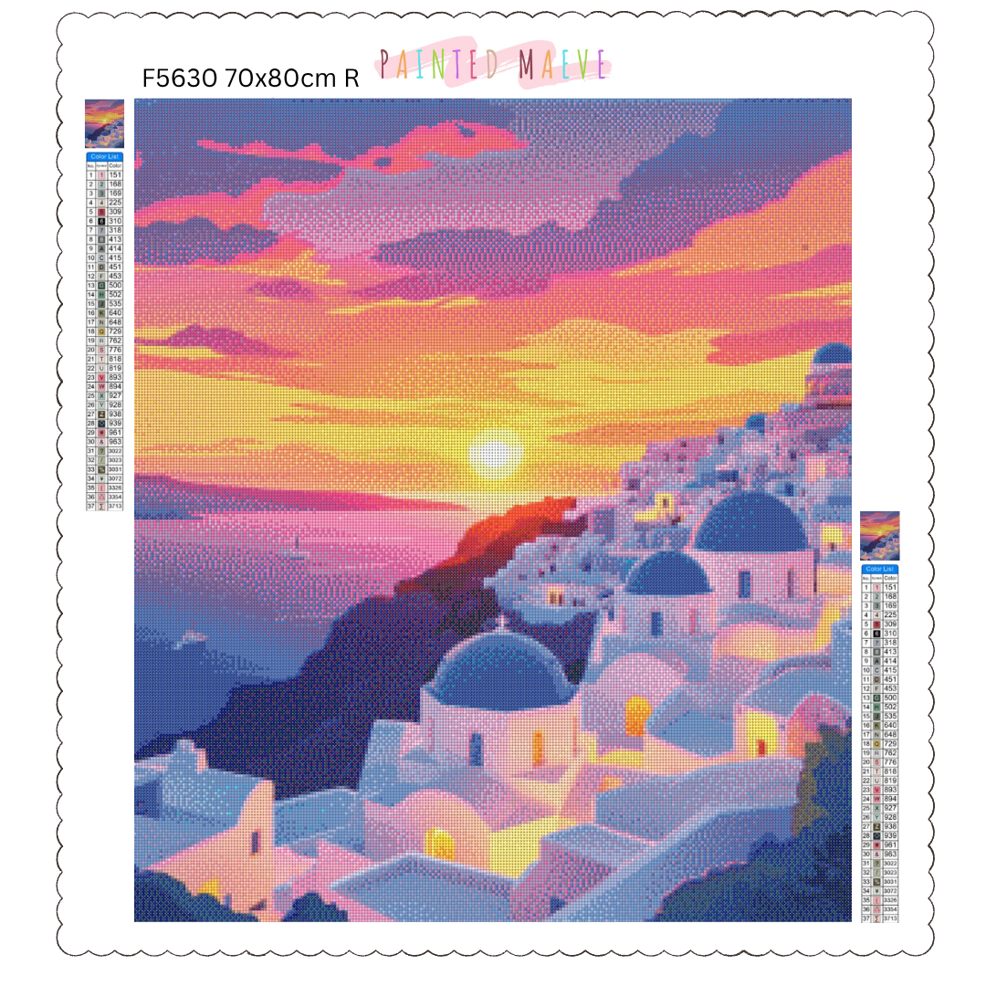 Sunset Over Santorini: Diamond Painting Collection