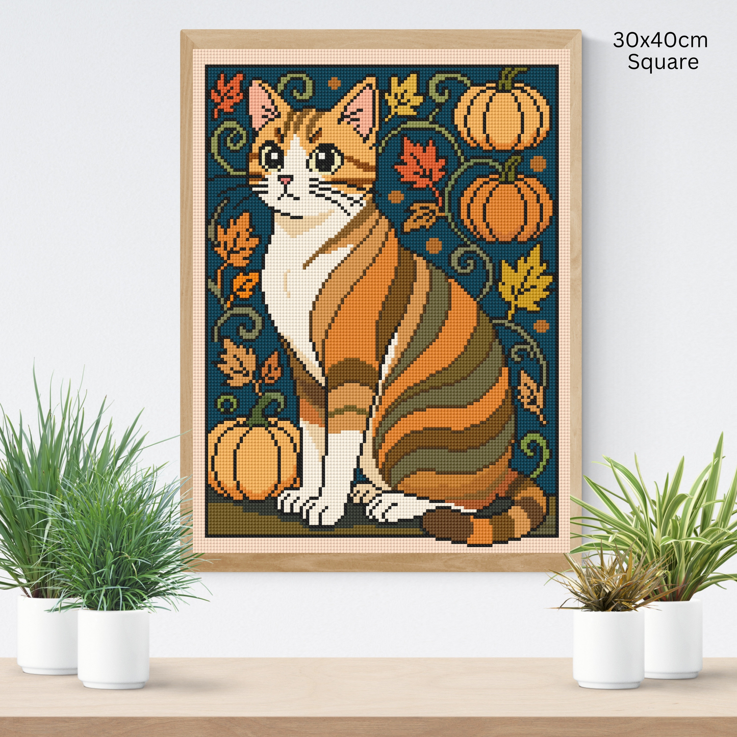 Autumn Purr-Trait: Hand-Rendered Diamond Painting Collection