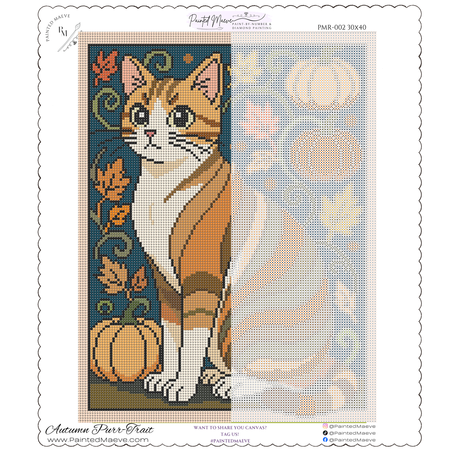 Autumn Purr-Trait: Hand-Rendered Diamond Painting Collection