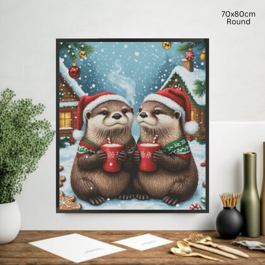 Otters and Cocoa: Diamond Painting Christmas Collection