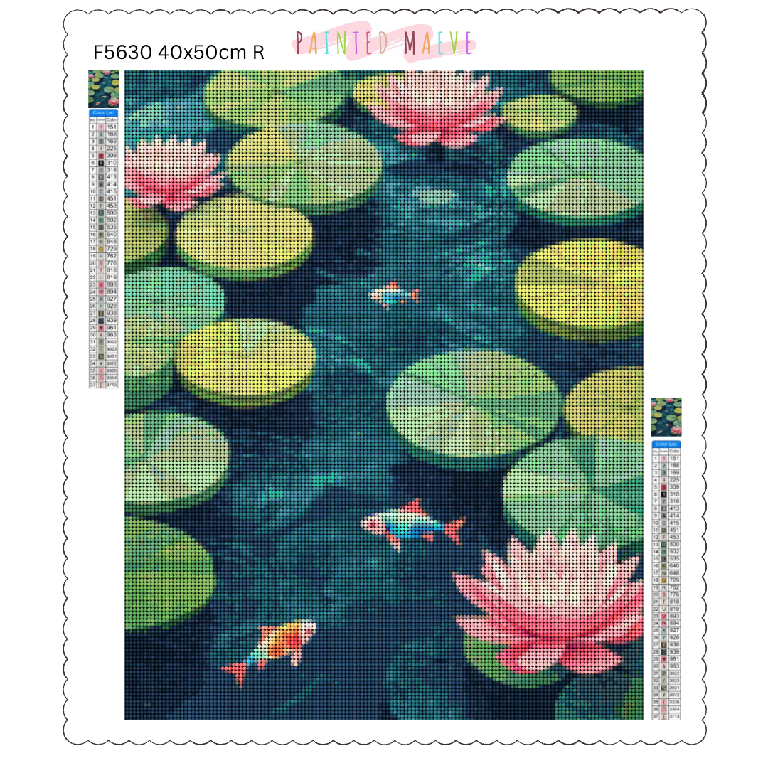 Lotus Pond: Diamond Painting Collection