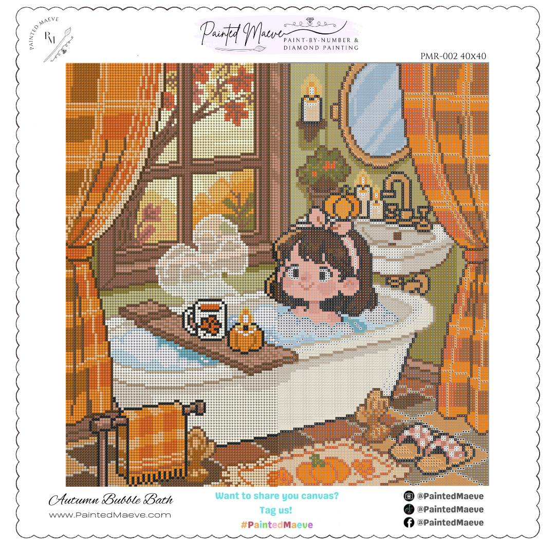 Autumn Bubble Bath: Hand-Rendered Diamond Painting Collection
