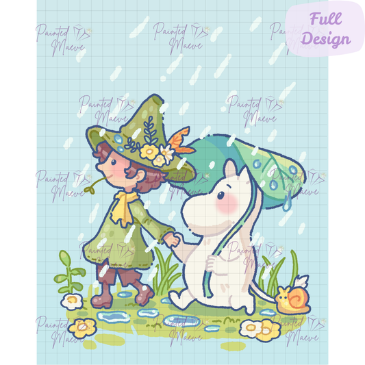 Rainy Wandering: Hand-Rendered Diamond Painting