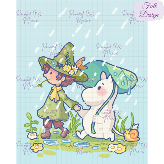 Rainy Wandering Hand-Rendered Diamond Painting