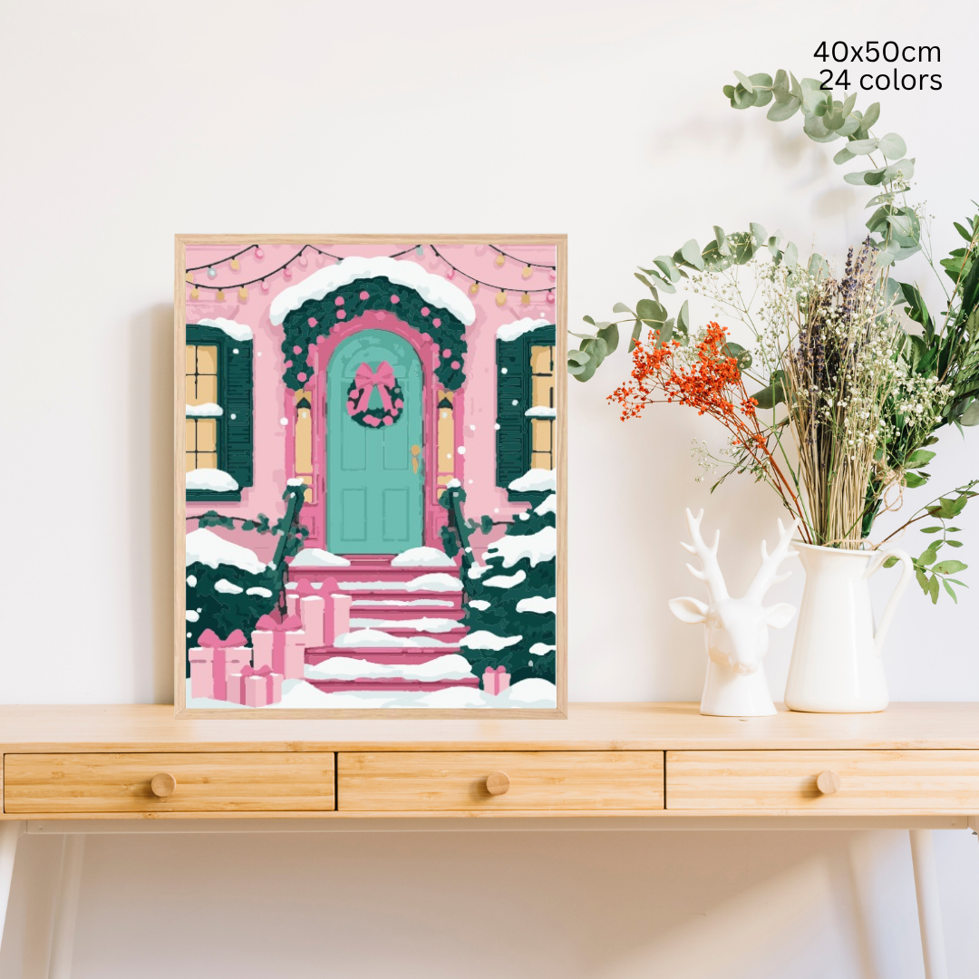 Pinky Present Porch: Paint-by-Number Christmas Collection (24/36/48 colors | No Frame)