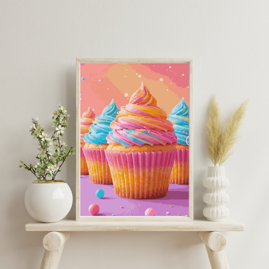 Frosted Cupcakes : Paint-by-Number Collection (24/36/48 colors | No Frame)