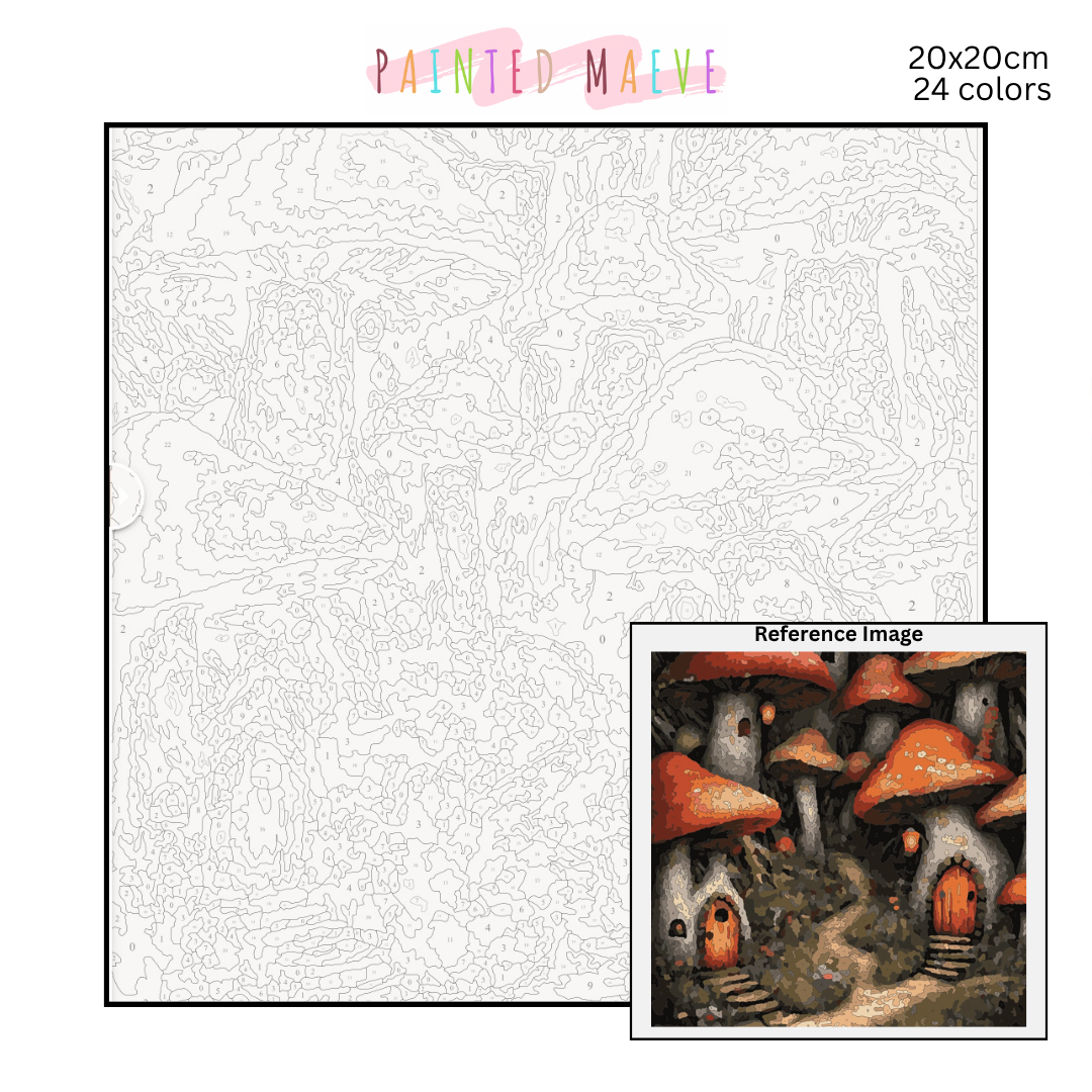 Tiny Mushroom Village: Paint-by-Number Collection (24/36/48 colors | No Frame)
