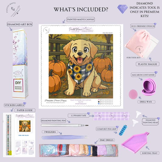 Pumpkin Patch Puppy: Hand-Rendered Diamond Painting Collection