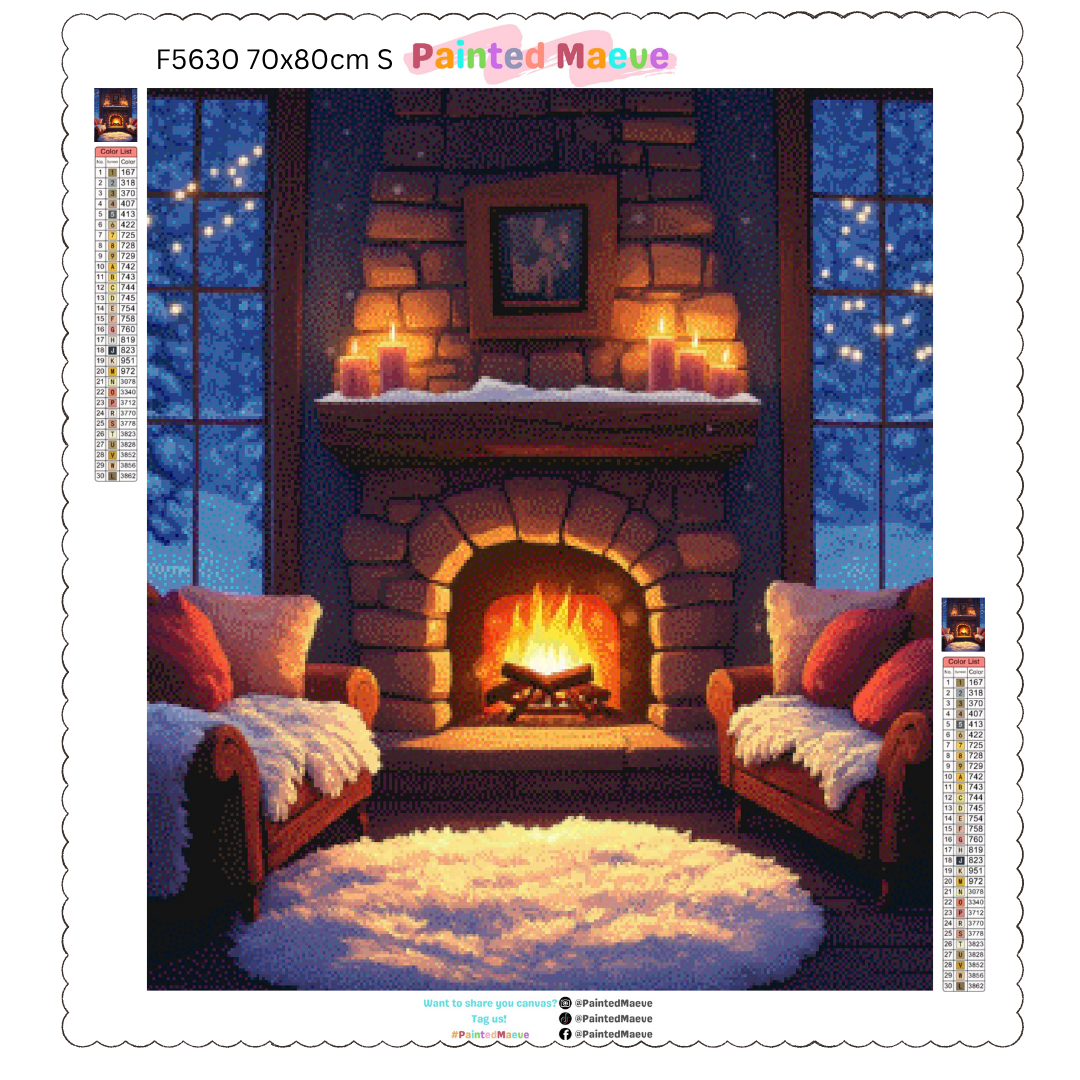 Snowy Fireplace: Diamond Painting Christmas Collection