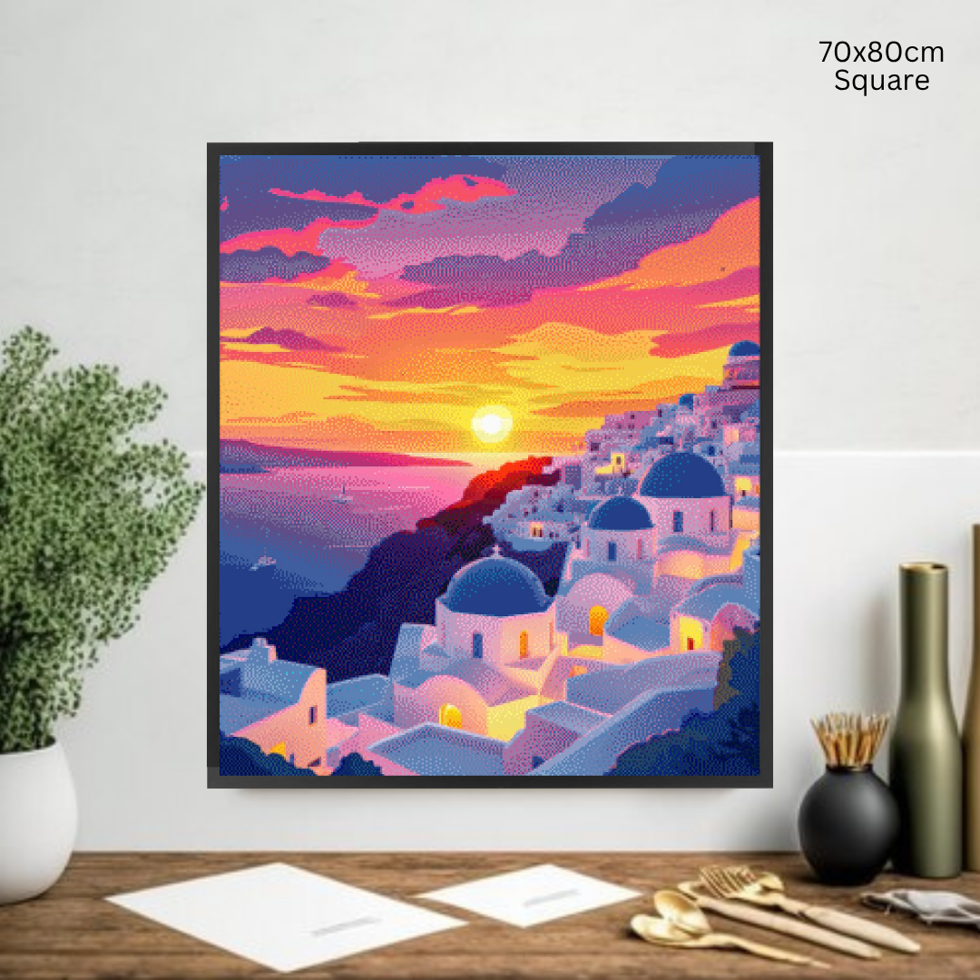 Sunset Over Santorini: Diamond Painting Collection