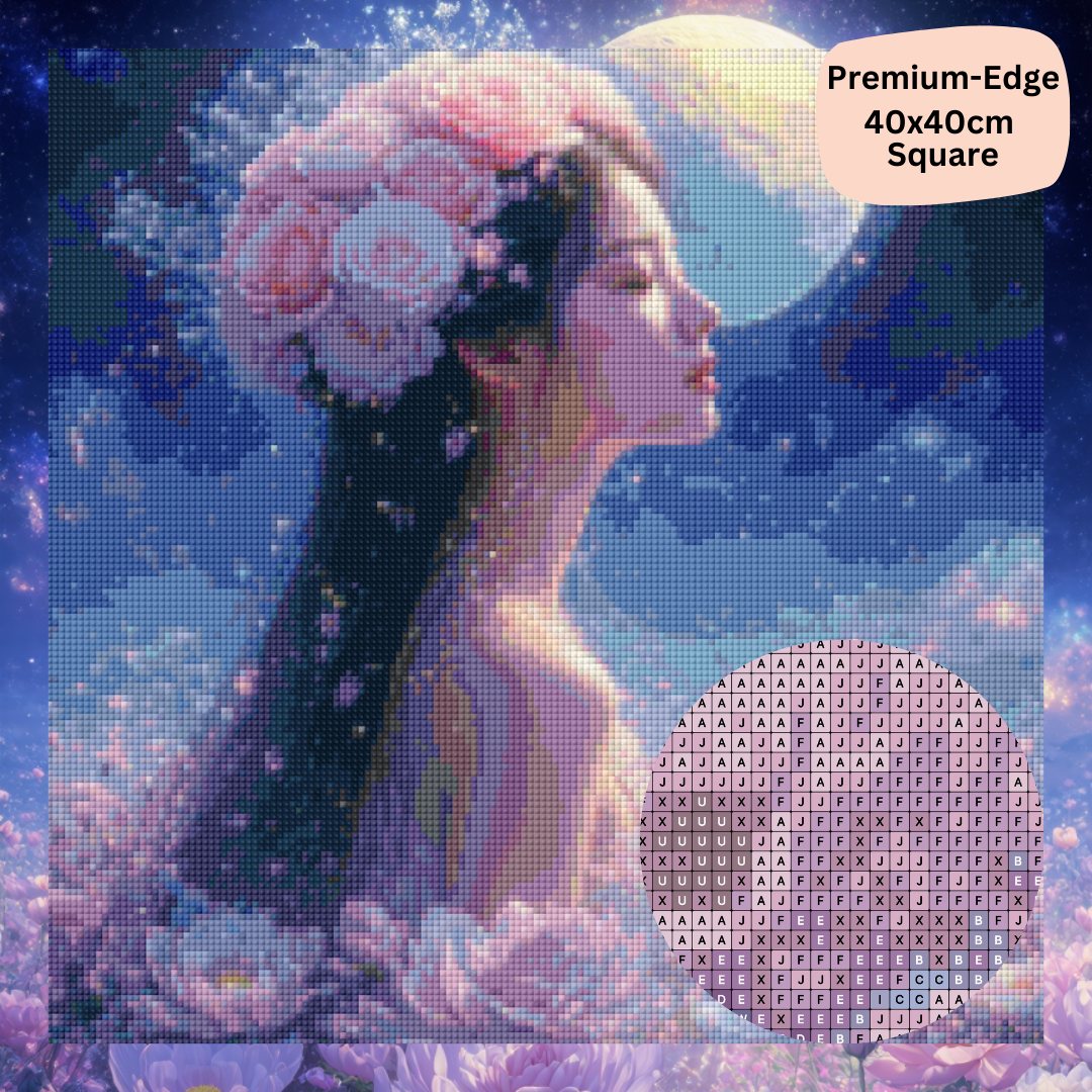 Moonlit Blossom Enchantress: Diamond Painting Collection