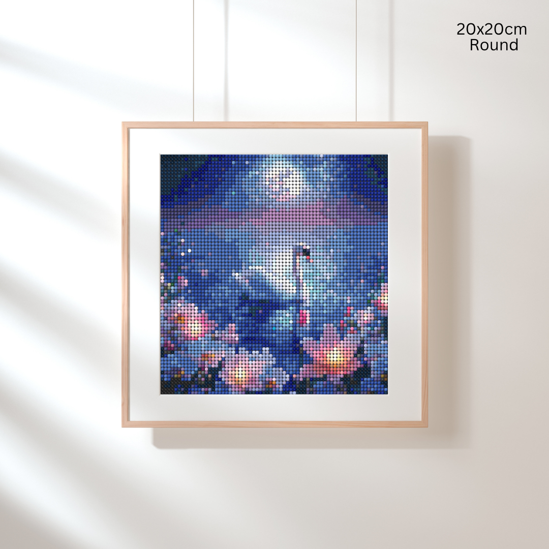 Moonlit Swan Serenity: Diamond Painting Collection