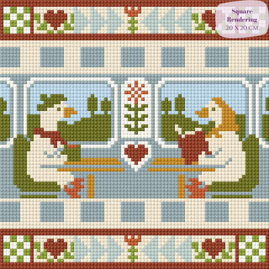 Geese Train Ride Hand-Rendered Diamond Painting
