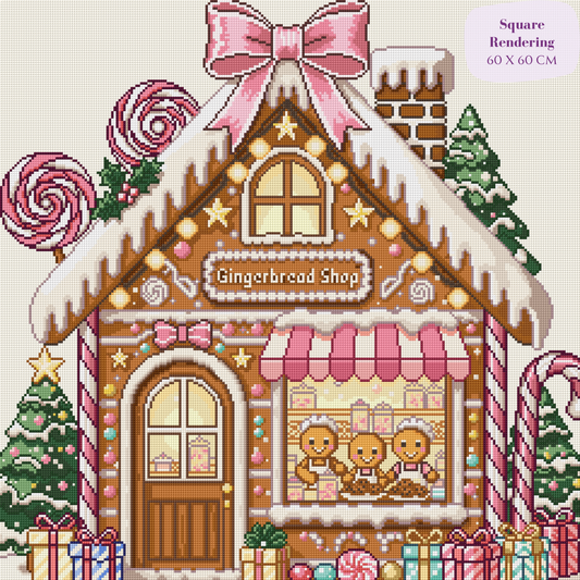 Frosted Gingerbread Shop Hand-Rendered Diamond Painting