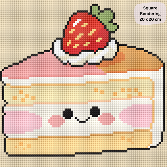 Strawberry Créme Cake Hand-Rendered Diamond Painting