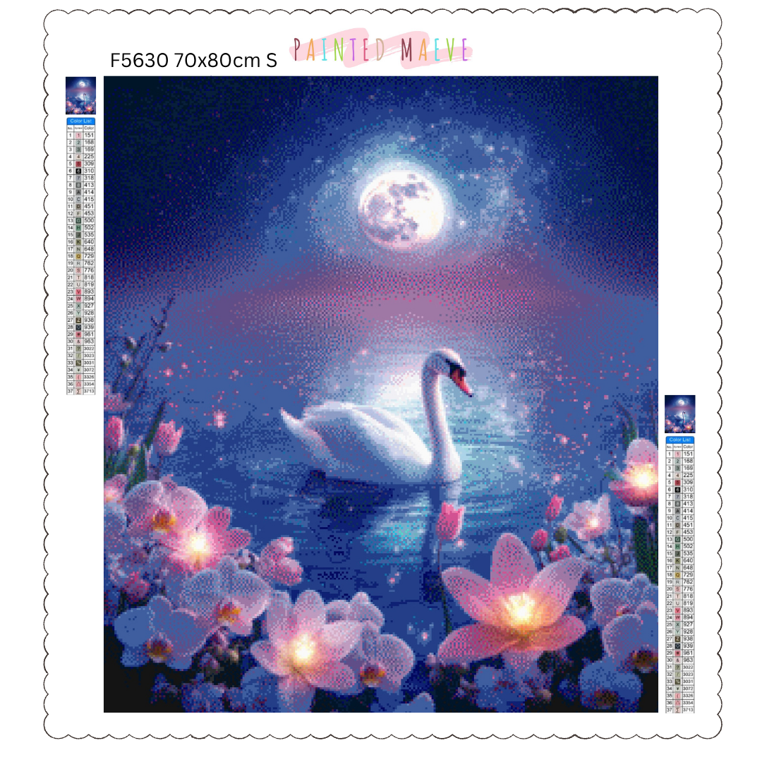 Moonlit Swan Serenity: Diamond Painting Collection