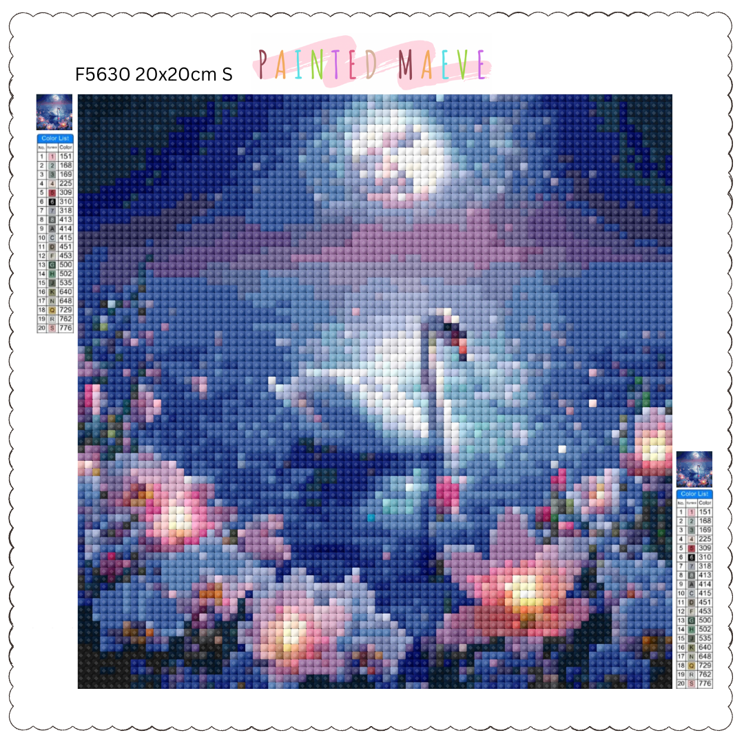Moonlit Swan Serenity: Diamond Painting Collection