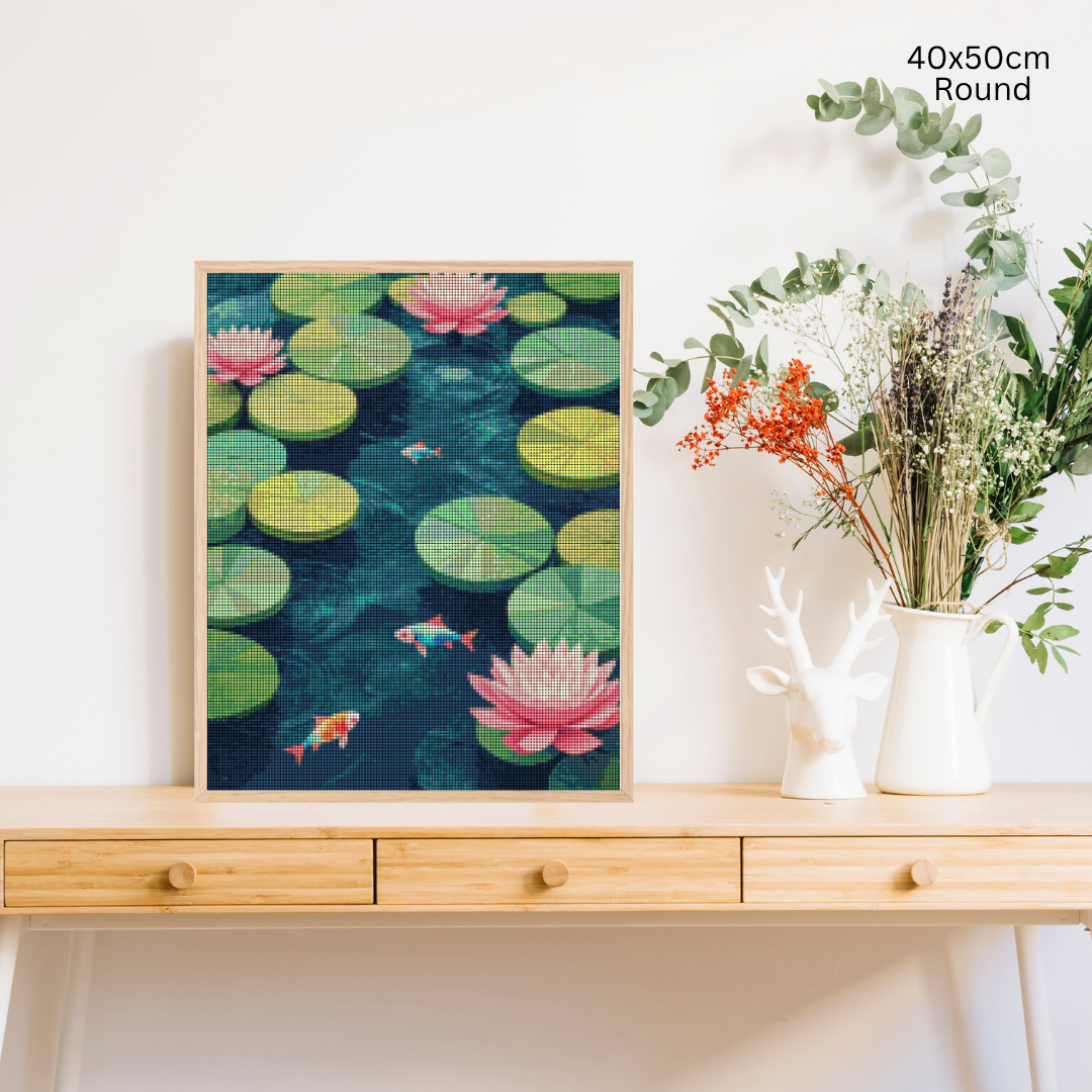 Lotus Pond: Diamond Painting Collection