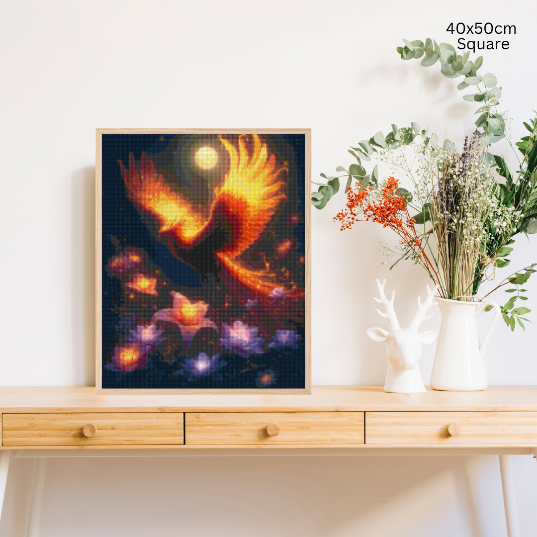 Golden Phoenix Glow: Diamond Painting Collection