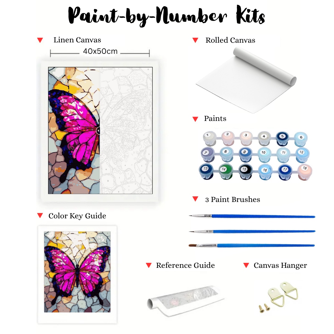 Butterfly Mosaic: Paint-by-Number Collection (24/36/48 colors | No Frame)