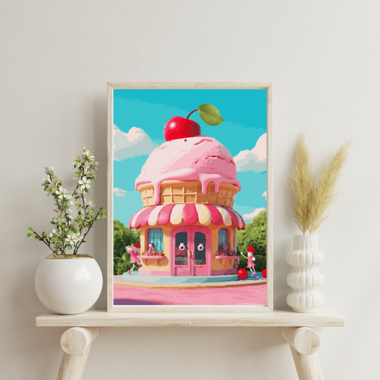 Strawberry Ice Cream Shop: Paint-by-Number Collection (24/36/48 colors | No Frame)
