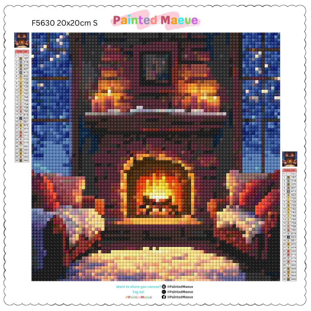 Snowy Fireplace: Diamond Painting Christmas Collection