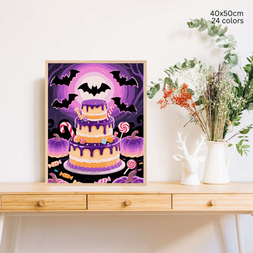 Batty for Sweets: Paint-by-Number Halloween Collection (24/36/48 colors | No Frame)