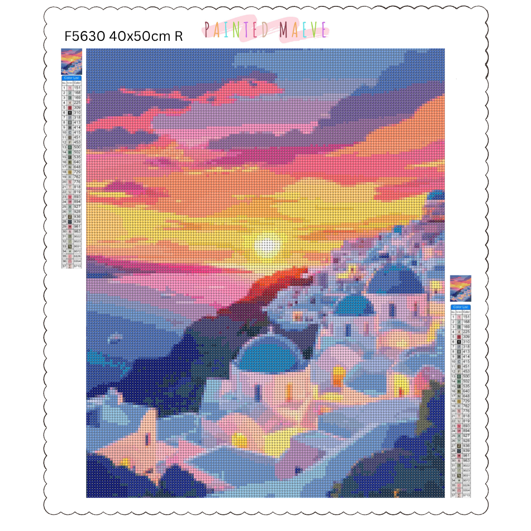 Sunset Over Santorini: Diamond Painting Collection