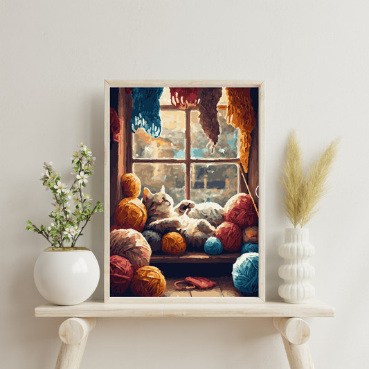 Cozy Whiskers & Warm Yarn: Paint-by-Number Collection (24/36/48 colors | No Frame)
