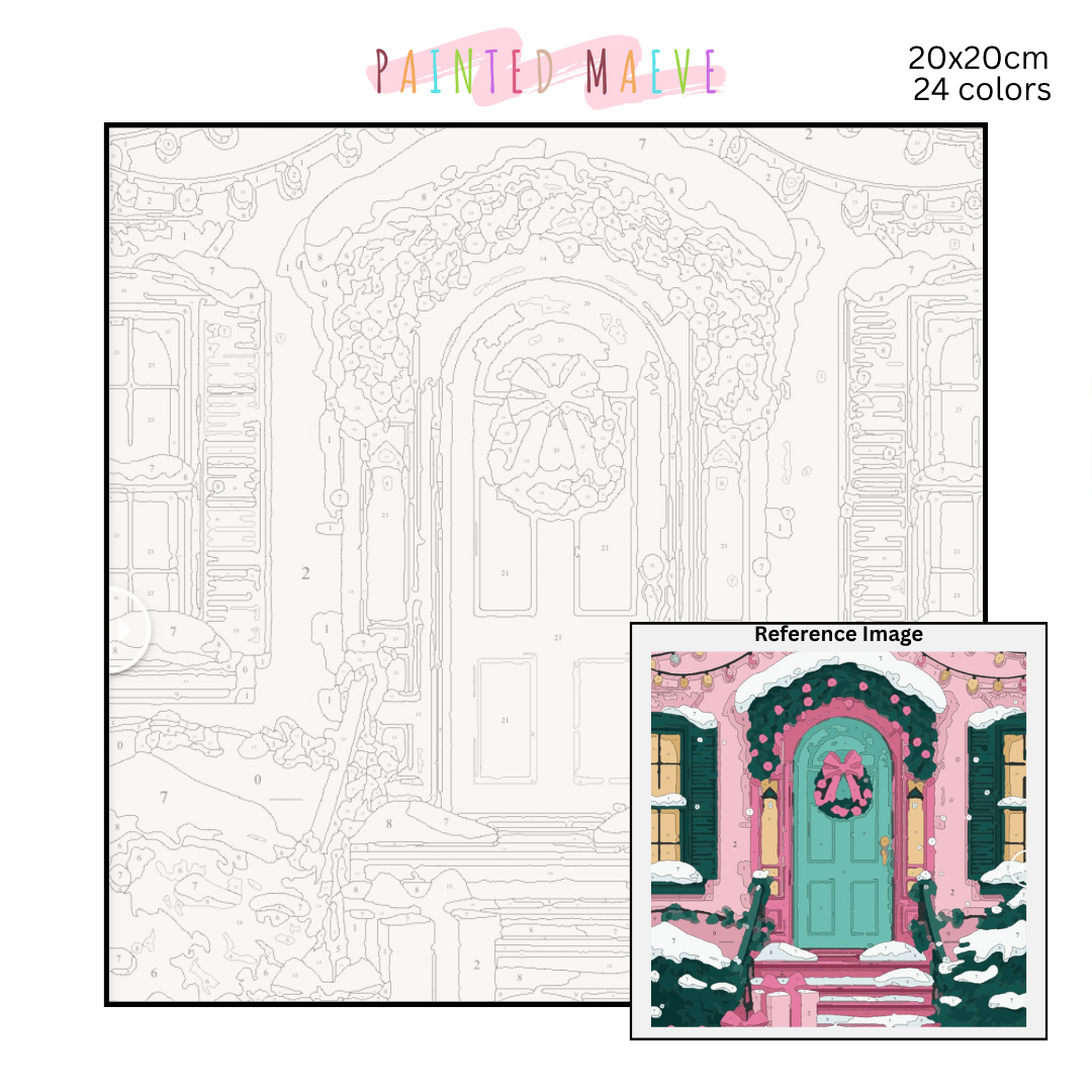 Pinky Present Porch: Paint-by-Number Christmas Collection (24/36/48 colors | No Frame)