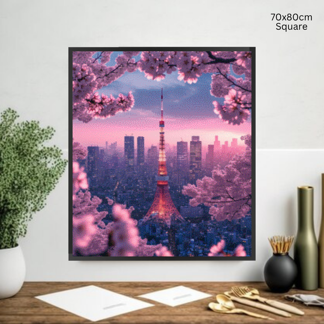 Cherry Blossom Glow: Diamond Painting Collection