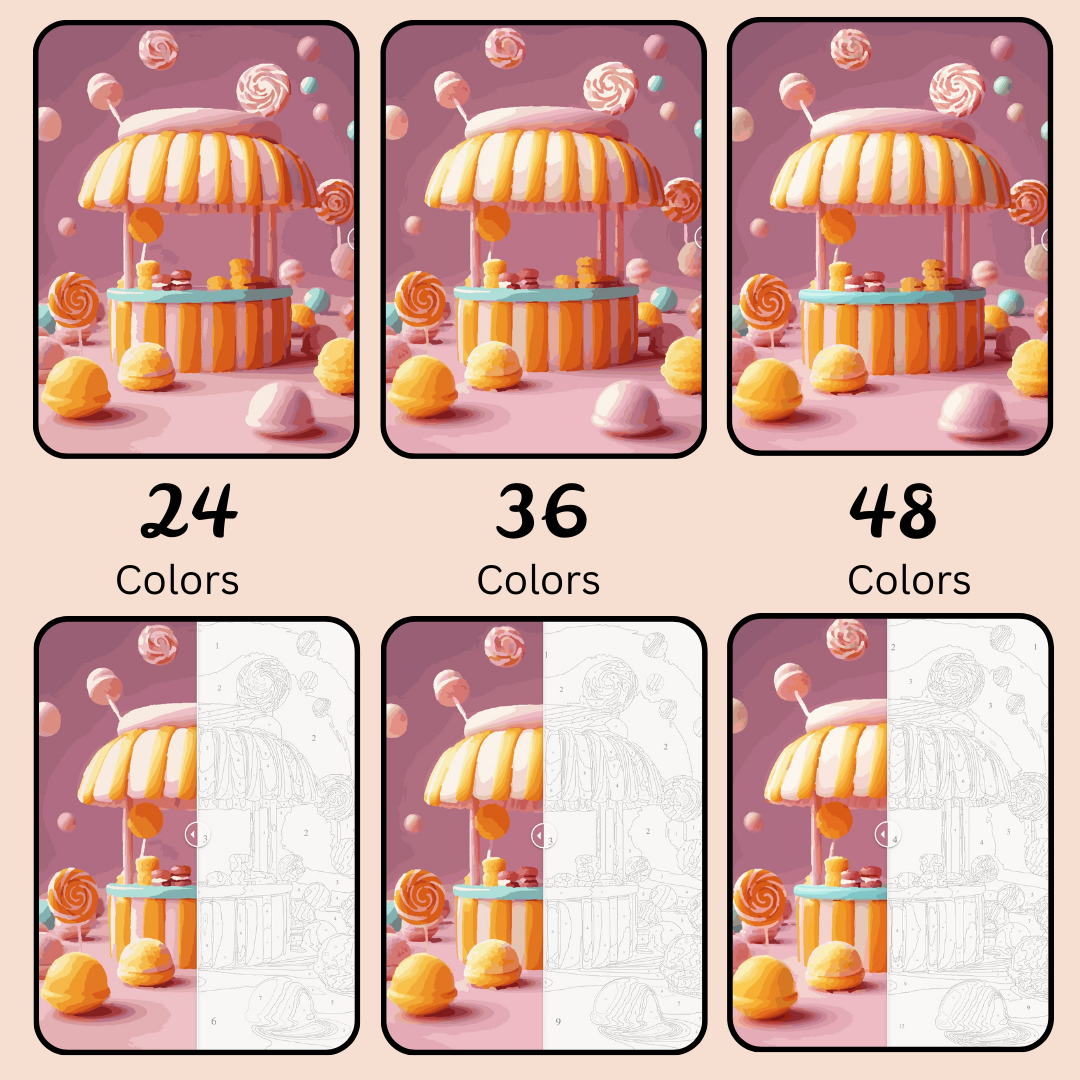 Sweet Treats Stand: Paint-by-Number Collection (24/36/48 colors | No Frame)